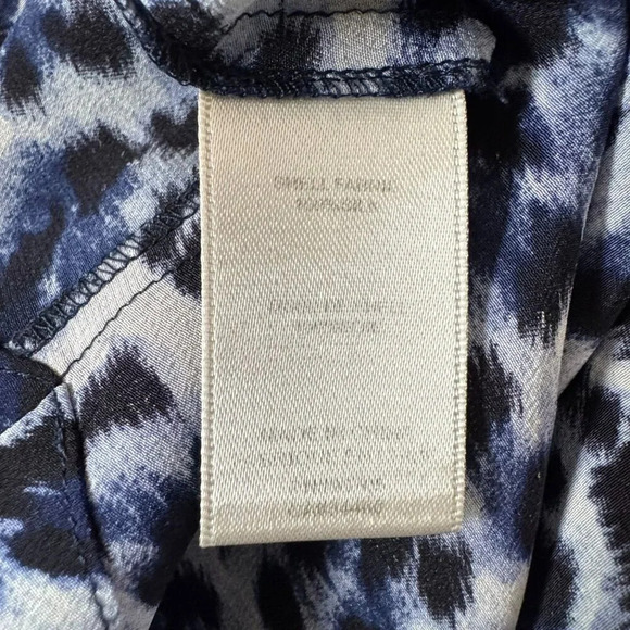 Rebecca Taylor size 2 blue leopard print silk blouse long sleeves - Picture 7 of 9